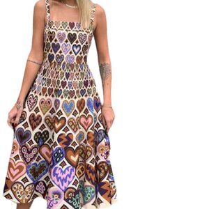 FARM Rio Multicolor Heart Pattern Dress